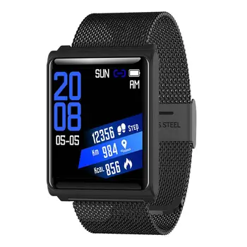 

Makibes CK02 Smartwatch 1.3 Inch TFT Screen Fitness Tracker Blood Pressure Heart Rate Monitor IP67 Waterproof - Black