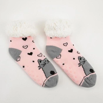 

Women's socks with fur inside Nzhmeh 30597-1 Cat, pink, size 23-25 ​​(shoe size 36-40) 5349554