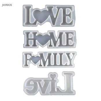 

4 Pack Alphabet Mold Silicone Resin Letter Molds with Love Home Family Love Signs Epoxy Resin Molds DIY Table Home Decoration