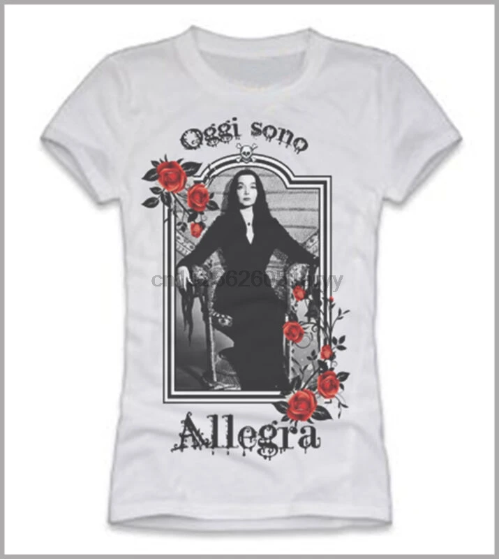 T-SHIRT DONNA MORTICIA ADDAMS OGGI SONO ALLEGRA GEN0541 |