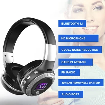 

ZEALOT Wireless Bluetooth Headset Music Headset Stereo earphones Bluetooth 4.1 With Mic FM TF Card Noise Reduction Headphones