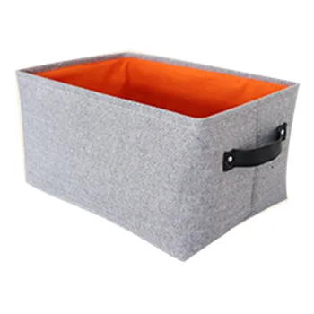 

Grey Felt Storage Basket Bedroom Closet Clothing Toy Storage Bin with Handle Foldable Laundry Basket Dirty Clothes Hamper