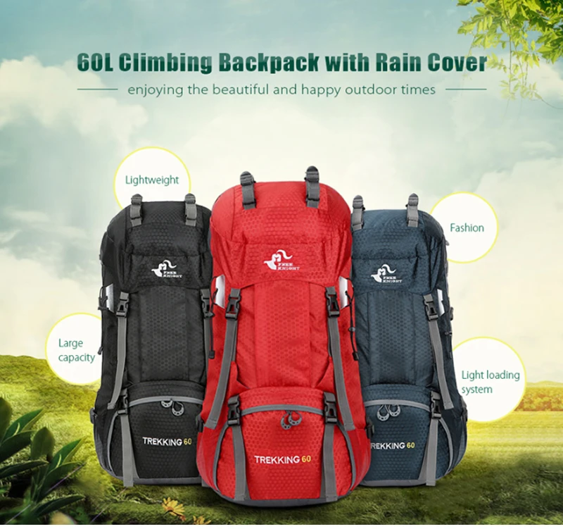 New 50L& 60L Outdoor Backpack Camping Climbing Bag Waterproof Mountaineering Hiking Backpacks Molle Sport Bag Climbing Rucksack