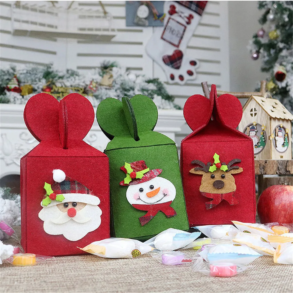Foldable Candy Gift Bag Claus Merry Christmas Candy Gift Boxes Non-woven Christmas Decoration Gift Bag Gifts Decor PP3