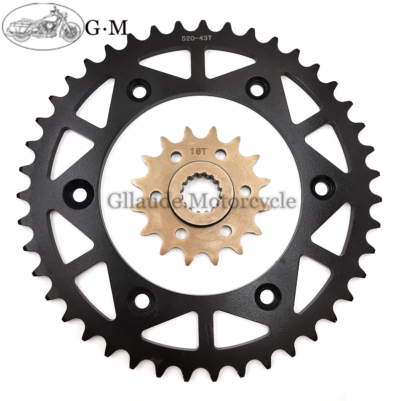 

43T-16T-520 Motorcycle Front Rear Chian Sprocket For KTM 790 Duke 18-19 690 Duke 08-19 690 Duke R 10-17 690 SMC R 08-17 690 SM R