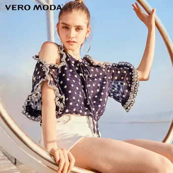 

Vero Moda Women's Polka Dots Pattern Off-the-shoulder Chiffon Shirt | 31926X521