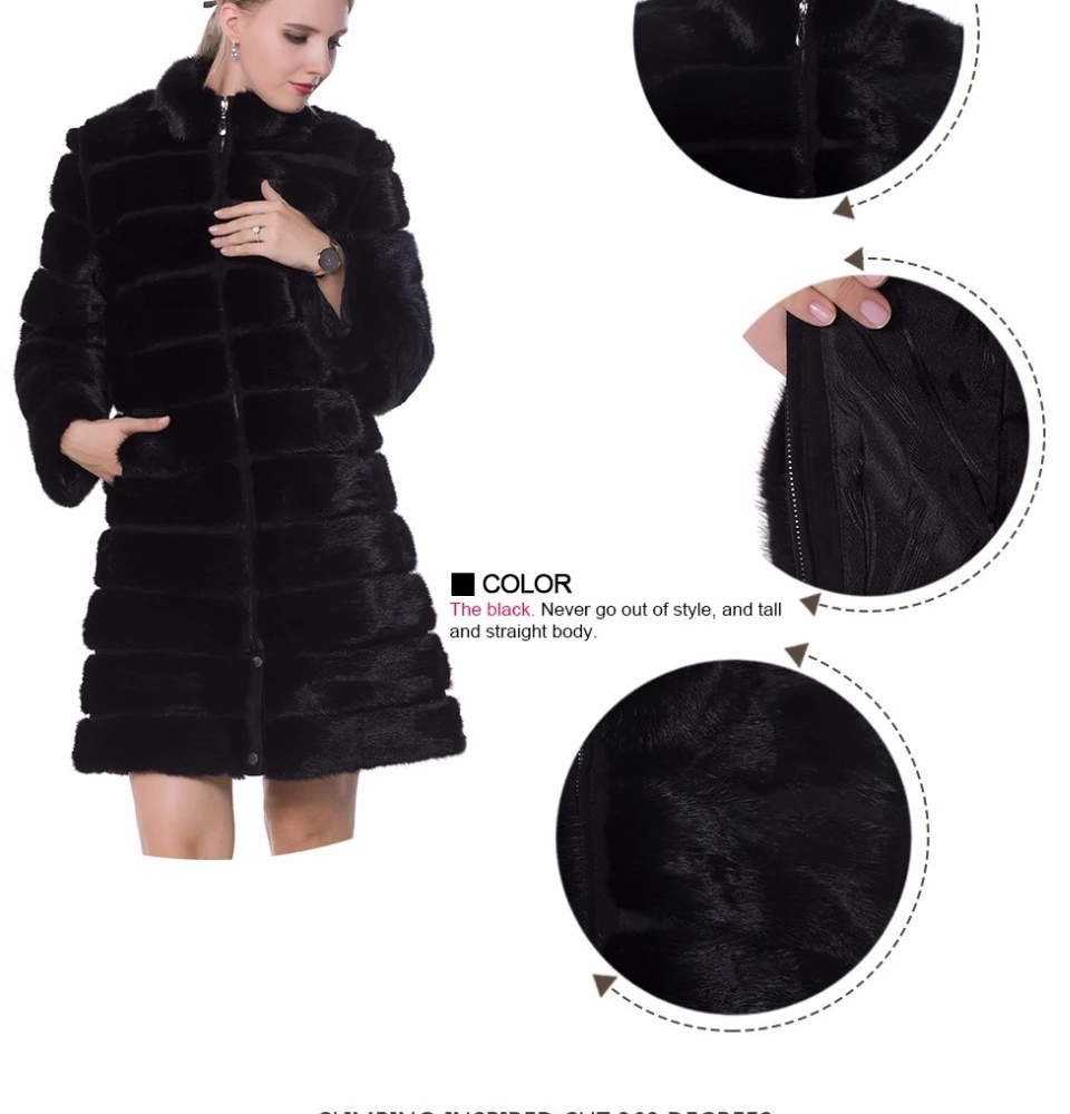 Perfect Real Mink Fur Coat Winter Long Natural Fur Mink Coats And Jacket Black Transformer Warm Women Clothes 2019 Vintage Plus Size 7XL 13