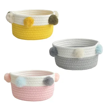 

Household Cotton Woven Storage Basket Clothing azine Desktop Storage Basket Remote Control Snack Storage