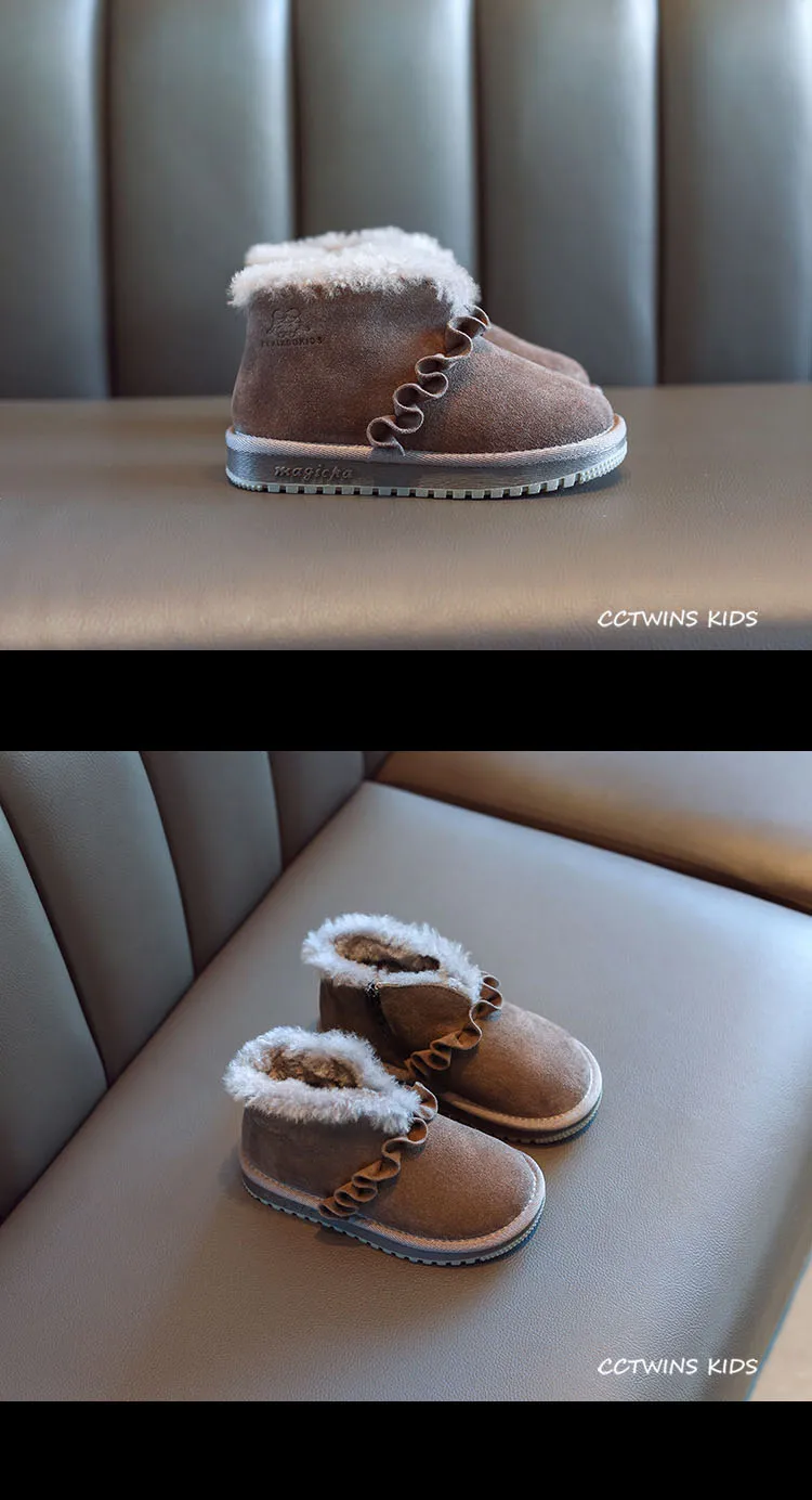 CCTWINS/детская обувь; коллекция года; зимняя детская модная замшевая обувь для маленьких девочек; брендовые зимние ботинки для малышей; черные короткие ботинки; SNB088
