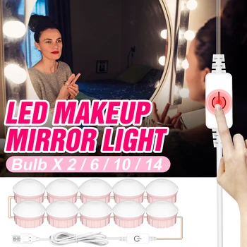 

USB 12V Vanity Mirror Light Hollywood Style Makeup Lamp Dressing Table Decor Bulb Kits Dimmable LED Cosmetic Lights For Bedroom