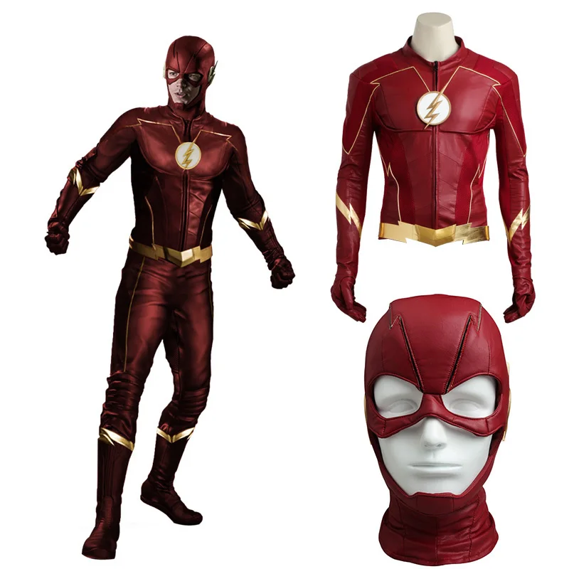 The Flash Season 4 Cosplay Barry Allen Costume Dc Comics Jacket Superhero Halloween Mask Adult Men