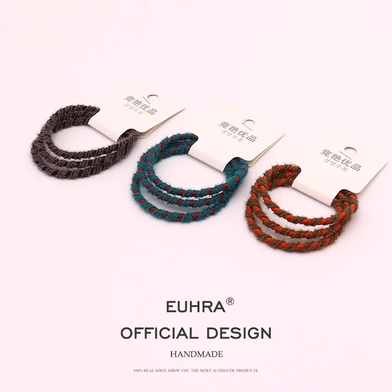 EUHRA, 3 шт., классический стиль, плюш, смешанные цвета, обмотка, эластичные резинки для волос для девочек, женщин, детей, резинки