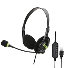 Comfortable USB Headphones For Computer With HD Microphone Multi Key Women PC Wired Headset Working Gaming Stereo Headphone
