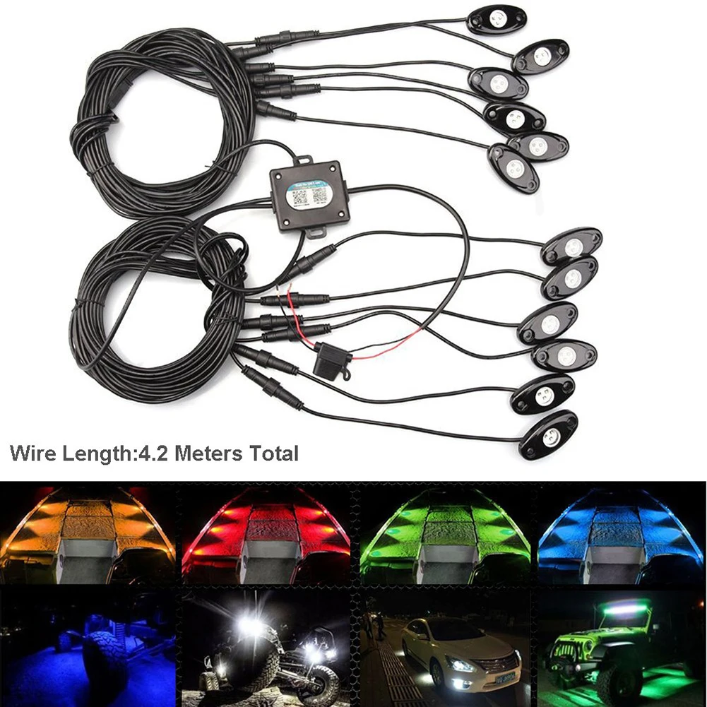 4 Pod RGB светодиодные горные фонари Bluetooth приложение управления огни для украшения автомобиля атмосферная лампа под трубкой система нижнего тела неоновый свет комплект