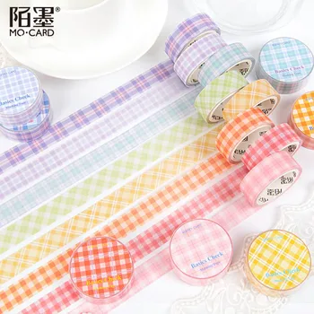 

Kawaii Grid Decorative Washi Tape Sticker DIY Cute Basic Solid Color Scrapbooking Adhesive Masking Tape Stationery Supplies
