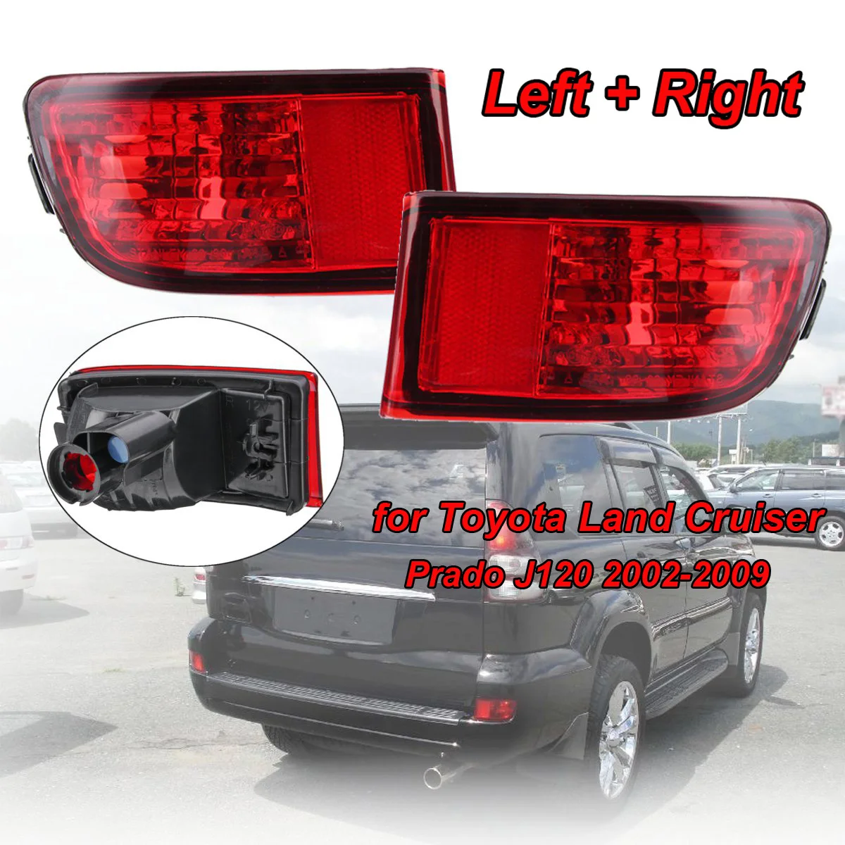 1 пара задних противотуманных фар для Toyota Land Cruiser Prado J120 2002-2009