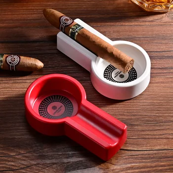 

CIGARLOONG Cigar Ashtray Large Diameter Plastic Cigar Gadgets Portable Single Holder Ash Slot Outside Travel Ashtray