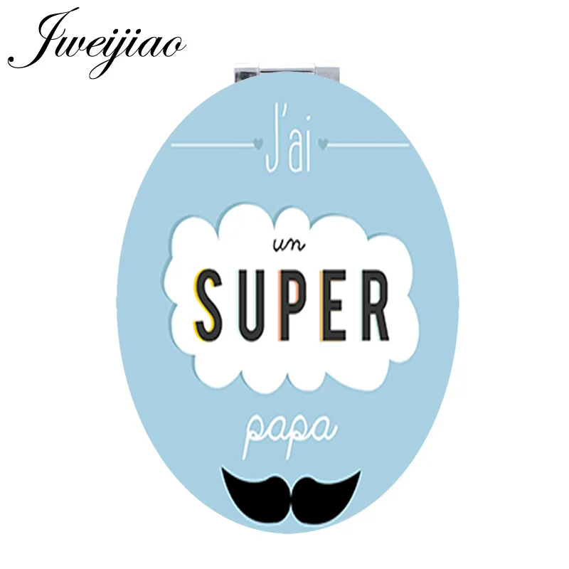 

JWEIJIAO SUPER Oval PU PAPA Double Accessories Sides Makeup Beauty mirrors YOU ARE THE BEST DAD Hand Mirror CT490