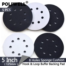 

5PCS 5 Inch 125mm 8 Holes Interface Pad Hook and Loop Soft Density Sponge Cushion Buffer Backing Pad for Sander Sanding Pad