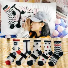 60 пар, прозрачные короткие тонкие носки женские Харадзюку, носки до щиколотки, женские носки с рисунками из мультфильмов, забавные хипстерские носки