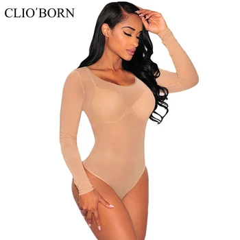 

Home Wear Long Sleeve Round Neck Transparent Mesh Sexy One-Piece Pajamas