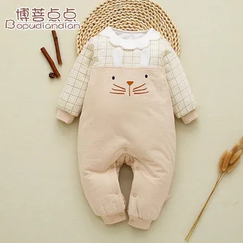

Bo Pu Dotted Warm Quilted Baby Onesie Autumn & Winter Romper Crawling Clothes Pure Cotton Men And Women Baby Cotton Coat