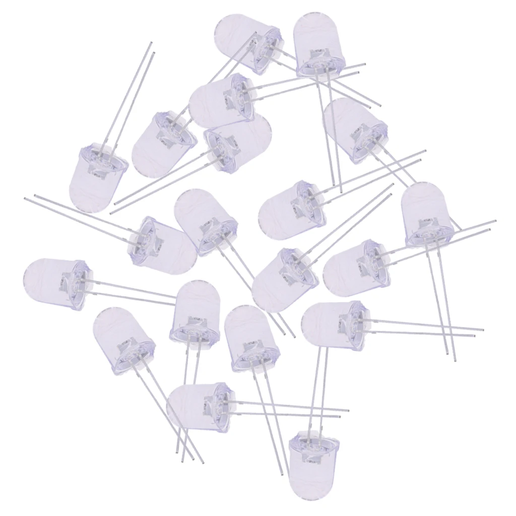 100x 10mm Red Green Blue Yellow White Light Emitting LED Diode Assorted Kit