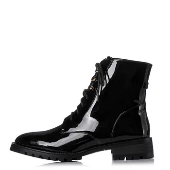 

YECHNE Woman Real Learn Single Singles Black Winter Clinker Chelsea Laarzen Plus Size 33 41 Fashion Sexy Lace Up Martin boots