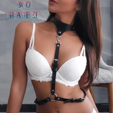 Панк женский кожаный ремень безопасности сексуальный БДСМ Талия Тонкий кожаный бюстгальтер Gaters бондаж грудь тело топ Goth Boogeaneel