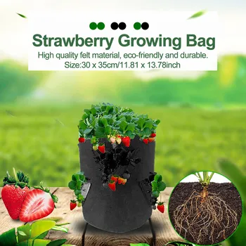 

Behogar 2pcs Garden Planting Bag Multi-mouth Strawberry Herb Growing Bag Planter Pots Container with Handles 30 x 35cm