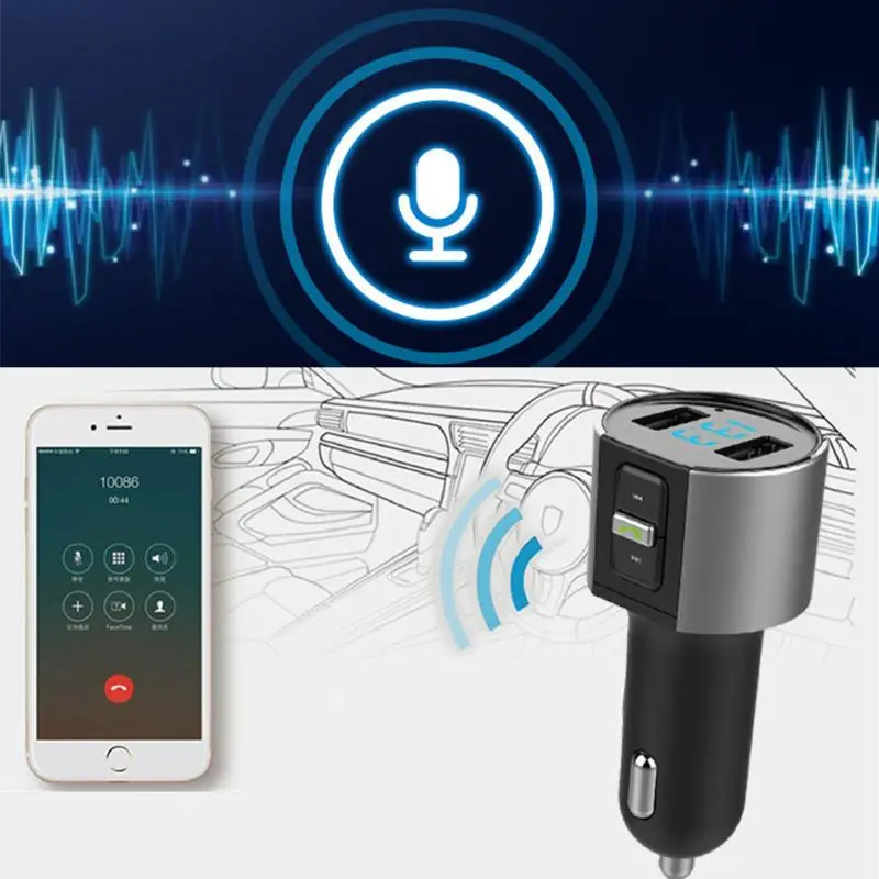 Беспроводной автомобильный Bluetooth fm-передатчик MP3-плеер адаптер автомобильный комплект 2 USB зарядное устройство