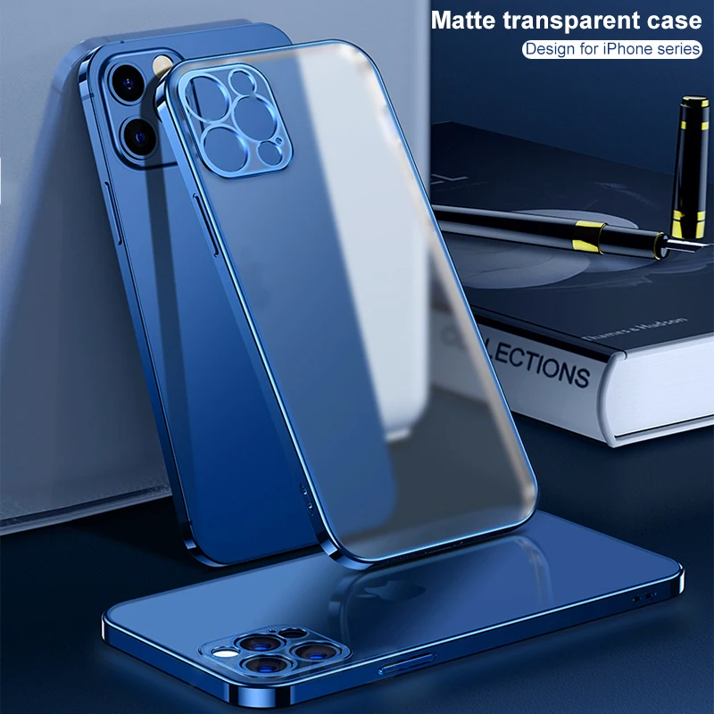 Матовый чехол с прямыми краями для iPhone 12 11 Pro Max Mini XS XR X 7 8 6 6S Plus SE 2020 мягкий