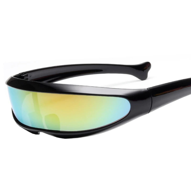 Hot Trend Black Futuristic Sunglasses Halloween Narrow Eyewear Sun Glasses Cosplay Party for Halloween Christmas Mask