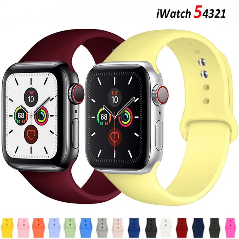 

Silicone Strap For Apple Watch band 40mm 38mm 44mm 42mm Rubber wristband Sport belt bracelet iWatch serie 5 4 3 2 40 38 42 44 mm