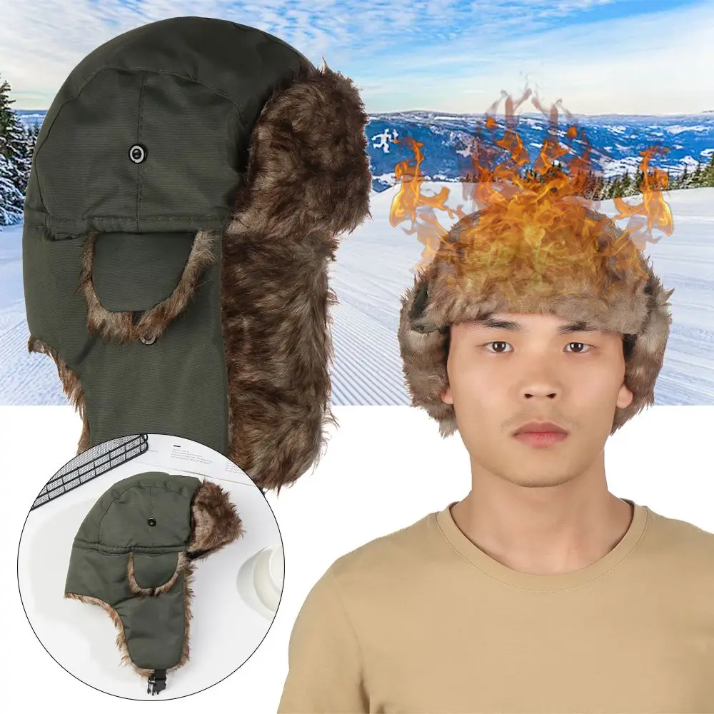 Men Women Trapper Bomber Hats Russian Ushanka Warm Winter Fur Earflap Ski  Hat - Bomber Hats - AliExpress