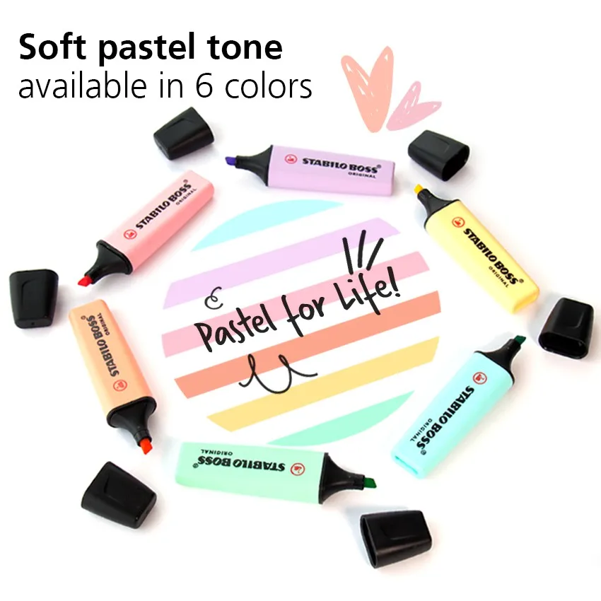 STABILO BOSS ORIGINAL Pastel Highlighter Pens and Text Markers 4 Hours  Dry-Out Protection for - AliExpress