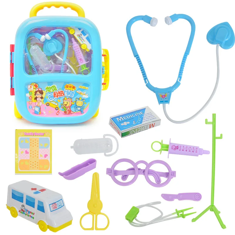 

Children Model Small Doctor Toy Set Play House Echometer Infusion Bottle Doctor Set Travel Trolley Suitcase Toy