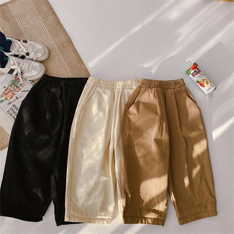 Korean style spring boys and girls solid casual pants unisex fashion loose all-match trousers for kids clothes girls pants,boys pants,kids pants,girls trousers