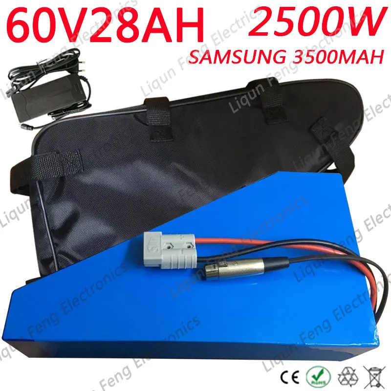 60V треугольник аккумулятора электроскутера 2500W 60V 28AH литиевая батарея использовать samsung сотовый 60V 30AH электрический велосипедный аккумулятор+ 5A Charg