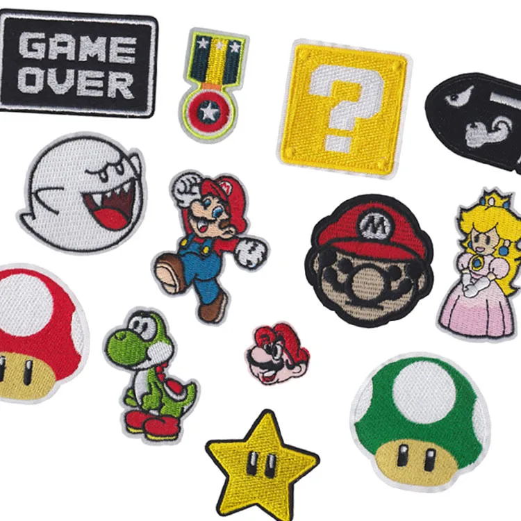 10 шт. нашивки Super Mario Bros для одежды, железные нашивки, вышивка, аппликация для шитья, эмблема на ткани, аксессуары для одежды Diy