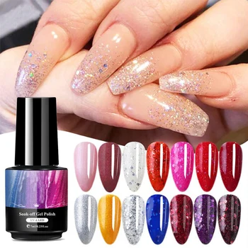

YARI 6 Bottles Colorful Nail Polish UV Nail Polish Set Trendy Pearly Pink Cat Eye Symphony Glue UV Phototherapy Glue 2020 News