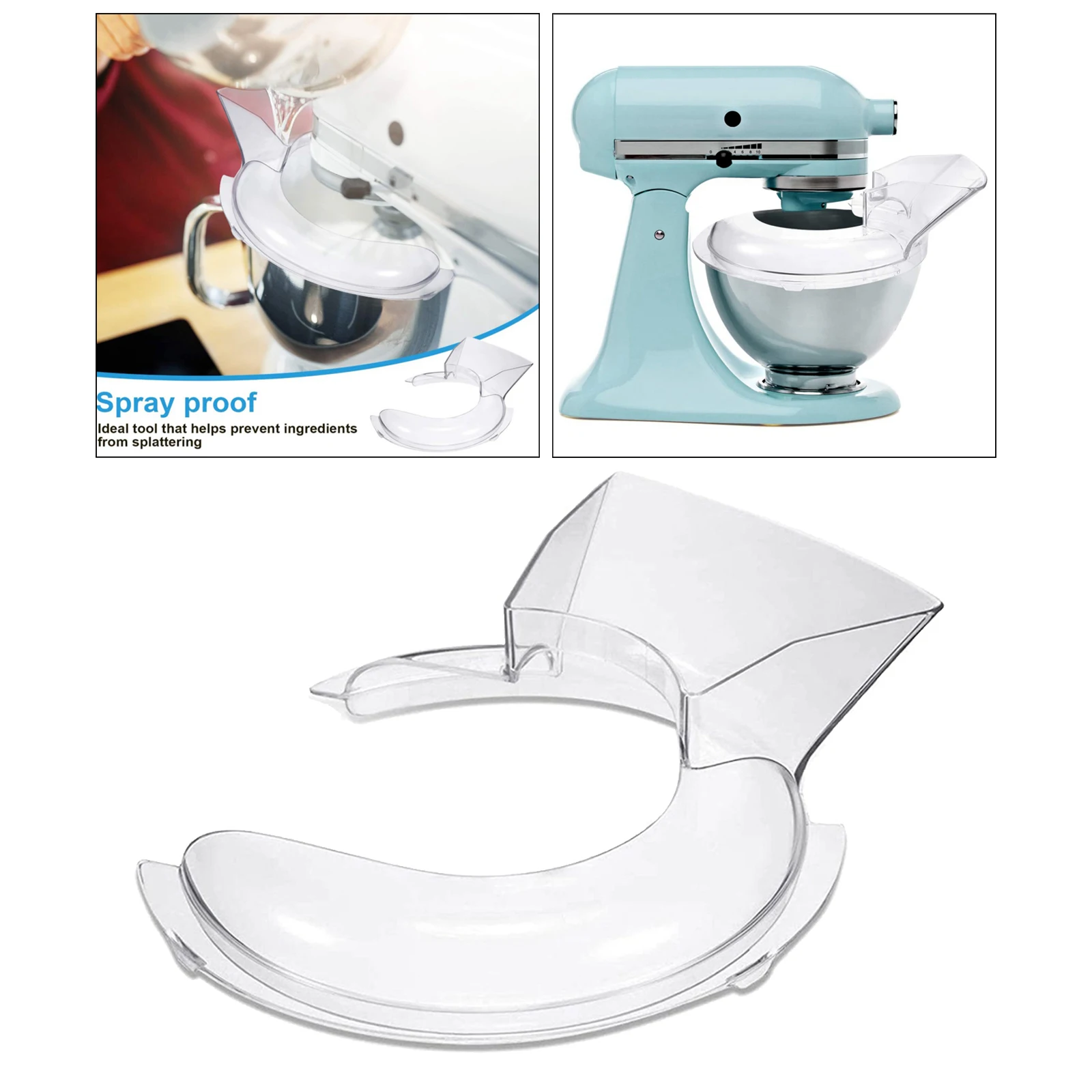 Splash Guard For W10616906 Pouring Shield For Kitchenaid Mixer KN1PS  4.5-5Qt Fits Models K45SS, KSM75, KSM150PS