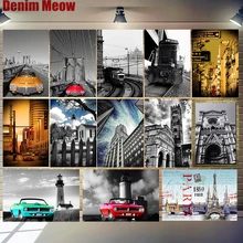 Здание Парижа Лондон налет винтажные металлические жестяные вывески домашний бар Pub декоративная печать башня плакаты последние памяти стены искусства наклейки N315