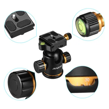 

Andoer Tripod Ball Head Ballhead Aluminium Alloy with 1/4 inch 3/8 inch screw Panoramic Mount Adapter 360° Rotating