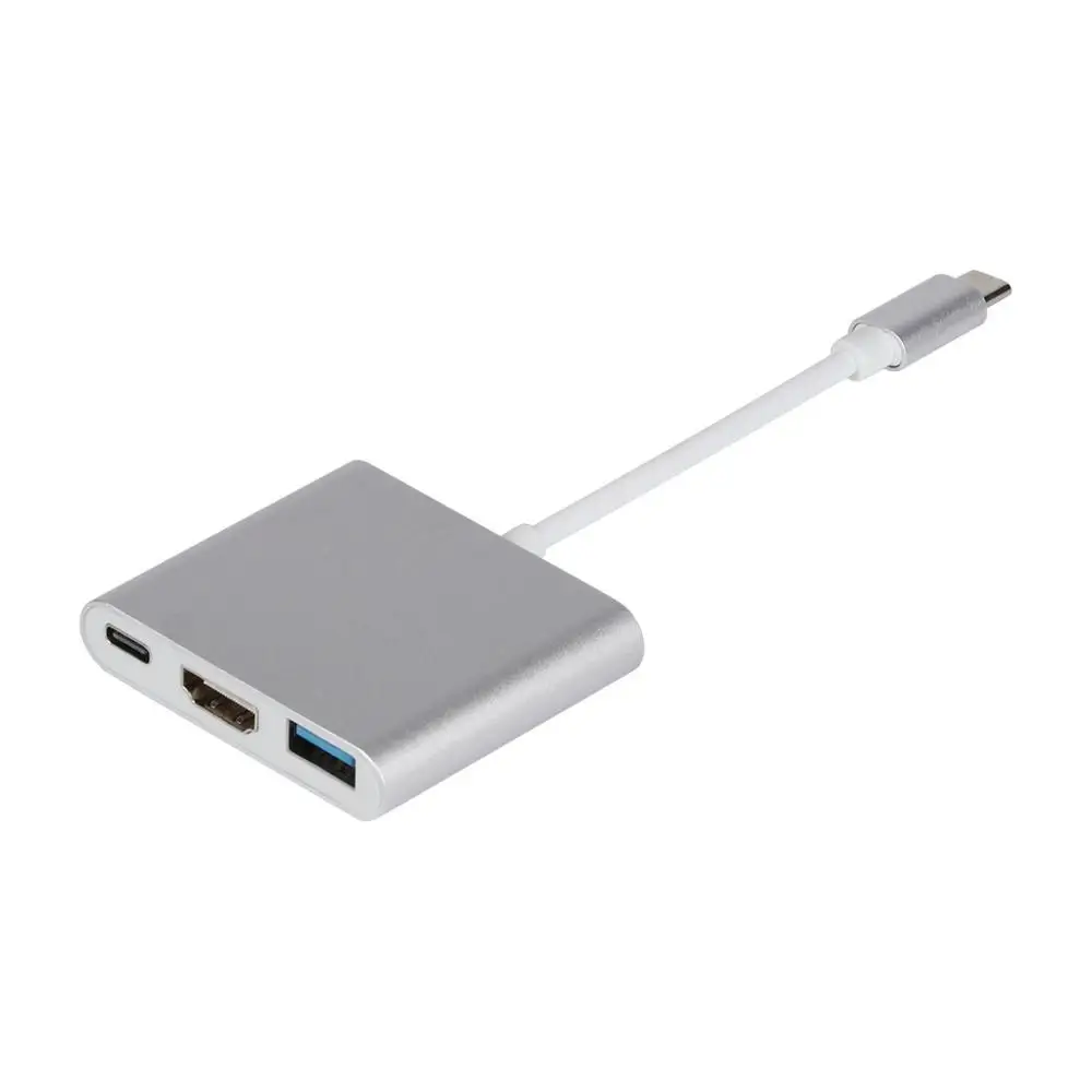 Новейший Тип C USB 3,1 к USB-C 4 к HDMI USB3.0 адаптер 3 в 1 концентратор для Apple Macbook серебристого и золотого цвета CA - Цвет: Silver