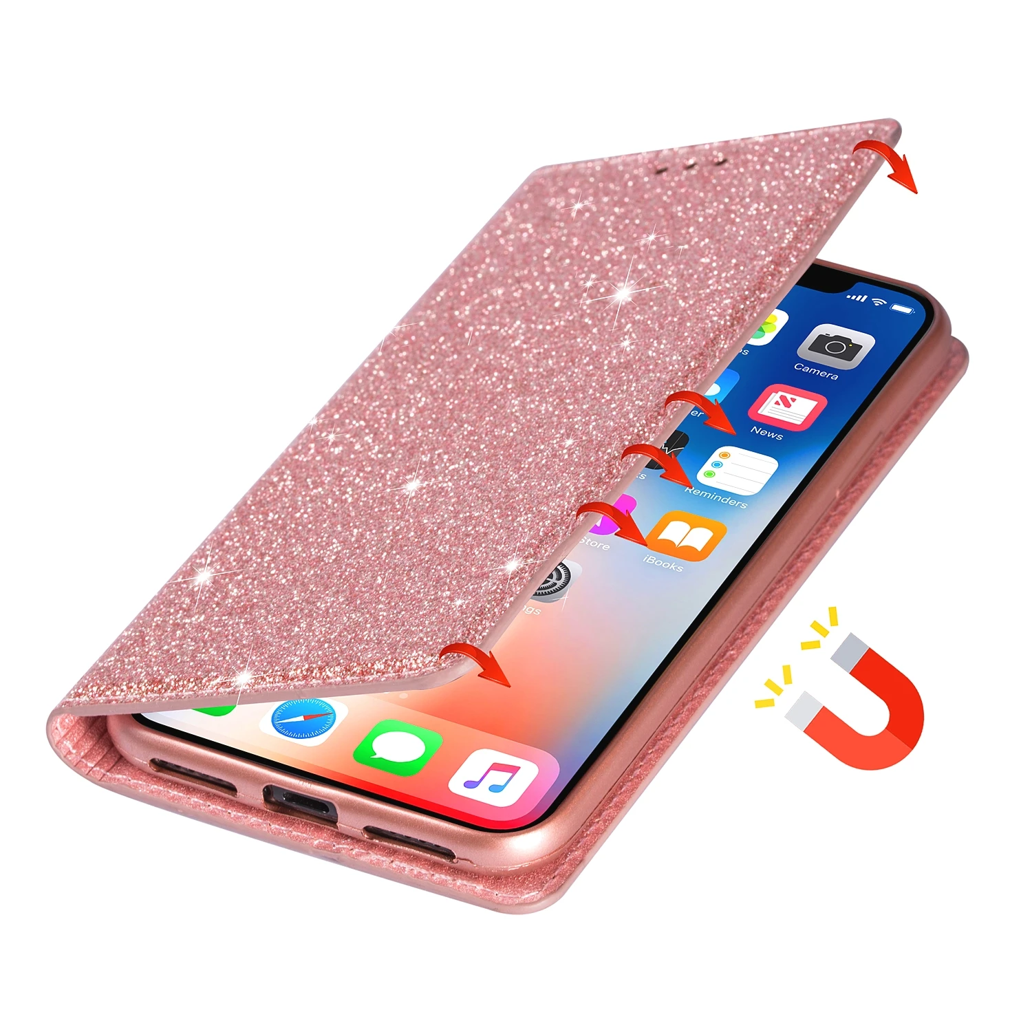 For Huawei Y7 Y6 Prime P Smart Plus 2019 Nova 5i Pro 4e 3e 2i Honor 8A Pro 9N Fashion Glitter Slim Flip Leather Case Phone Cover