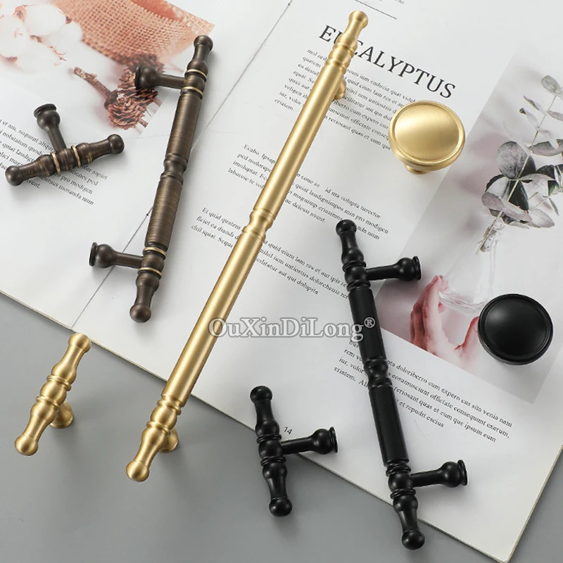 

1PCS Brass Furniture Handles Cupboard Pens Drawer Pulls Minimalism T-bar Cabinet Knobs Wardrobe Hardware GF456