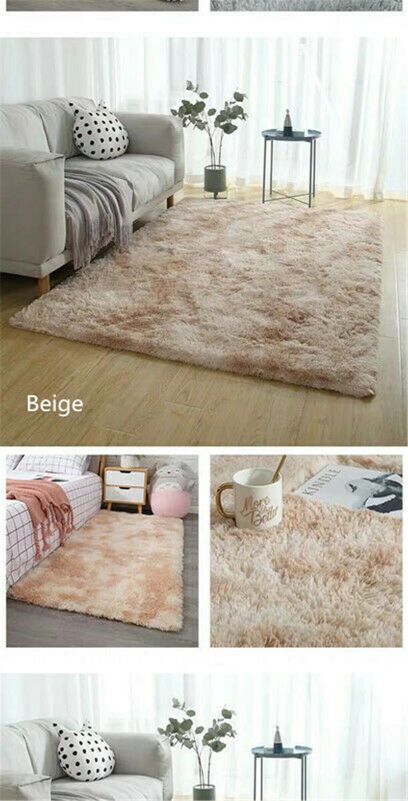 Fashion European Long Hair Bedroom Fur Carpet Bay Window Bedside Mat Washable Personality Blanket Gradient Color Living Room Rug