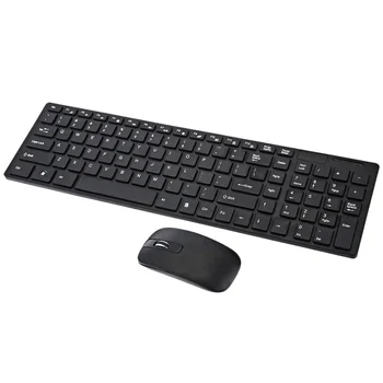 

2.4G Home Keyboard Wireless Keyboard Ultra-thin Office Keyboard with Mouse (Black, with Keyboard Cover, Without Battery)