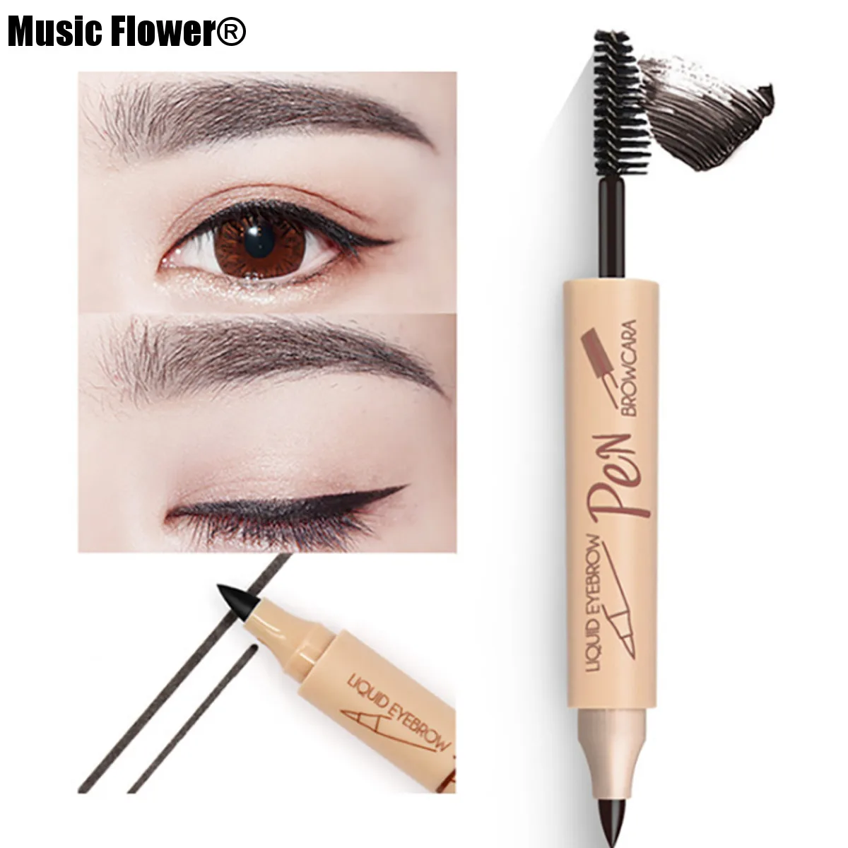 Music Flower 2 в 1 Водостойкий карандаш для бровей+ набор пудры для бровей 24H стойкий Макияж Косметика